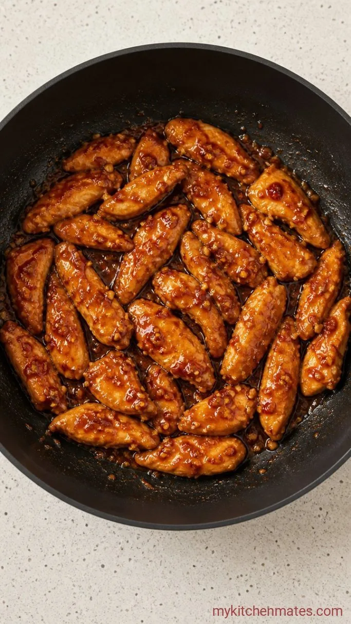 Quick Sweet Chili Chicken Wraps Step 2: Glaze the Chicken