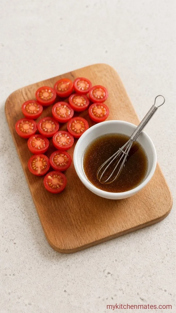 Step 2: Halve the Tomatoes and Whisk the Dressing