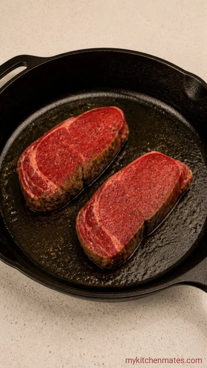 Cast Iron Steak with Garlic Butter (No Oven, All Stovetop) Step 2: Heat the Skillet and Sear the First Side