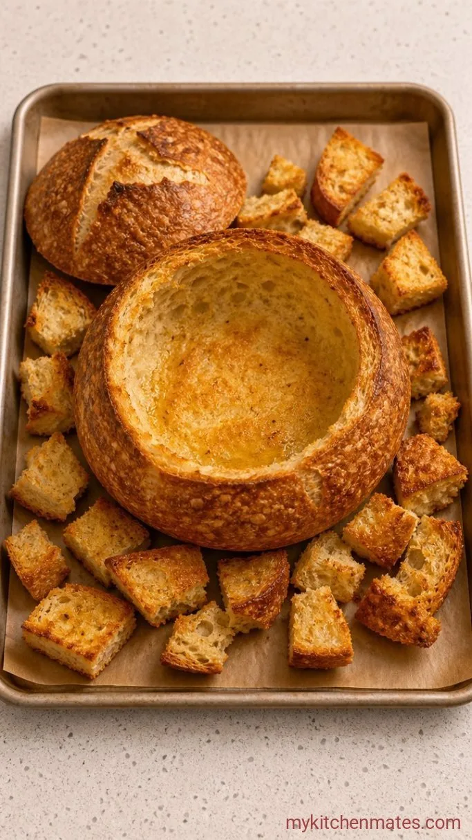 Step 2: Hollow Out and Toast the Bread Bowl