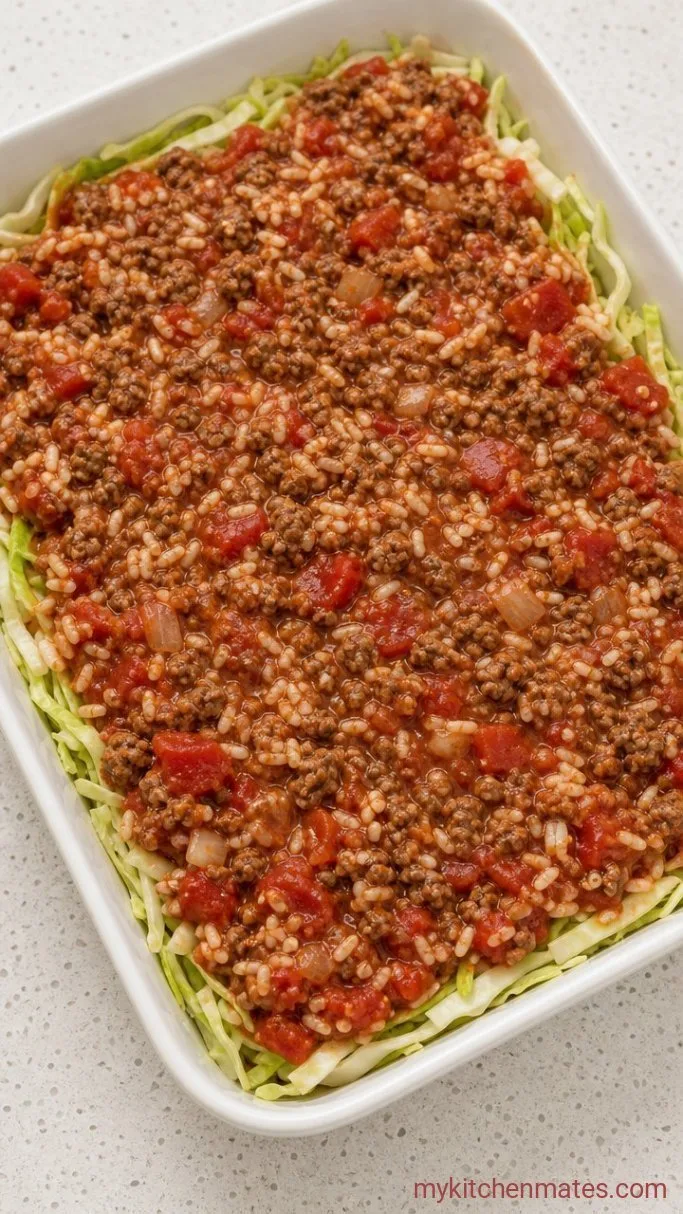 Step 2: Layer the Cabbage and Sauce