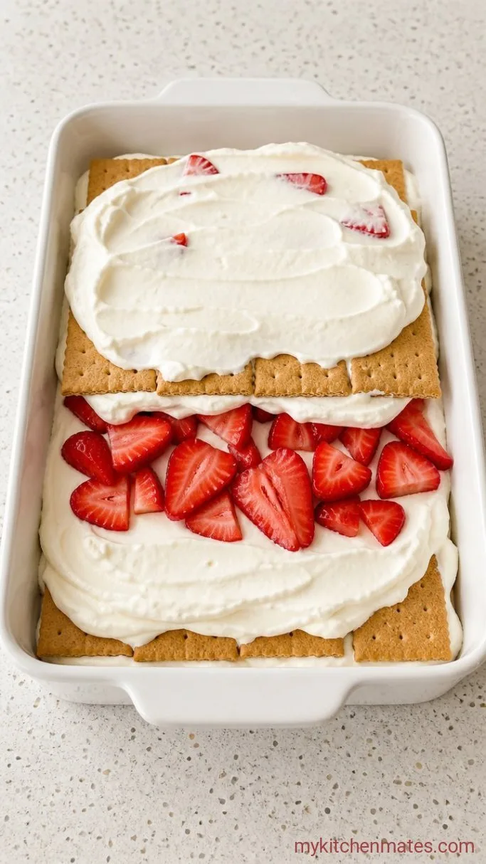 Easy No-Bake Strawberry Icebox Cake Step 2: Layer the Cake