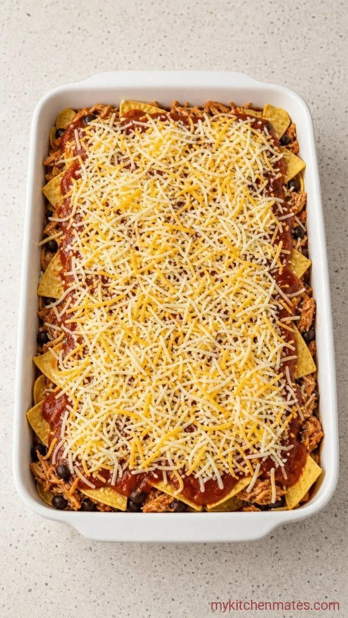 Leftover Turkey Enchilada Casserole Step 2: Layer the Casserole