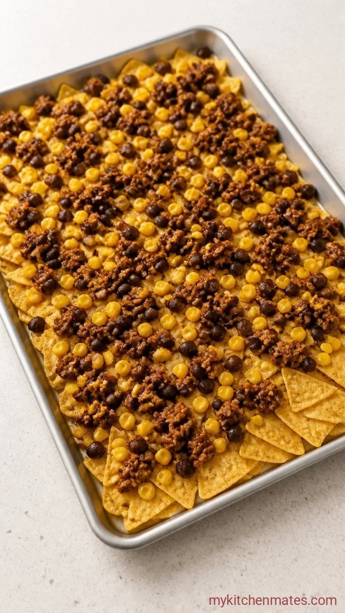 Step 2: Layer the Chips and Beans