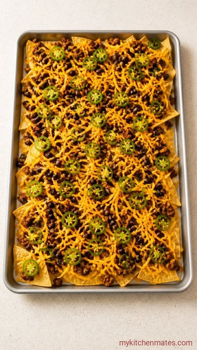 30-Minute Loaded Nachos for Game Day Step 2: Layer the Chips and Toppings