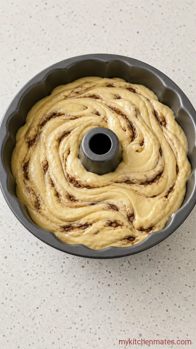 Cinnamon Roll Bundt Cake with Cream Cheese Glaze Step 2: Layer the Cinnamon Swirl