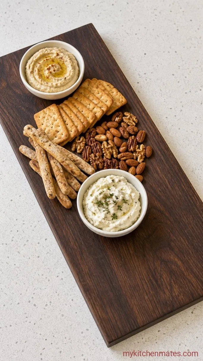 20-Minute Vegan Charcuterie Board (No Cooking Needed) Step 2: Layer the Crunchy Bites