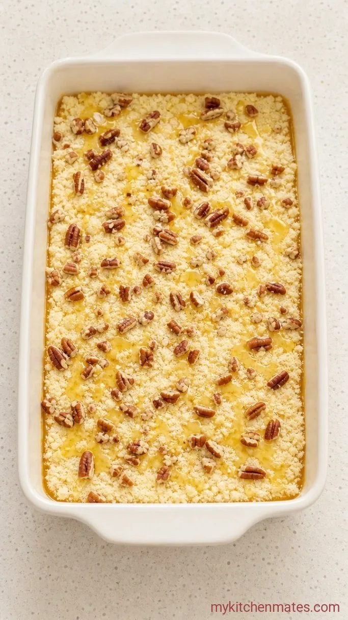 Easy Pumpkin Dump Cake (No Stirring Needed) Step 2: Layer the Crunchy Topping