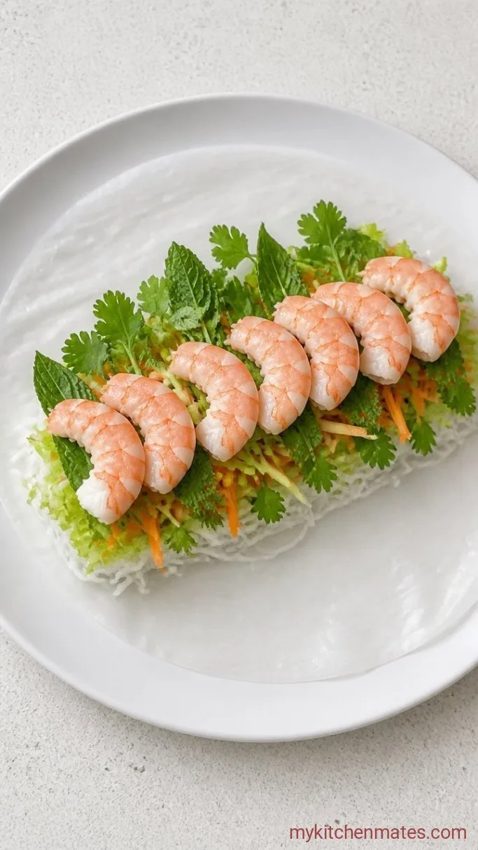 Fresh Vietnamese Summer Rolls with Easy Peanut Sauce Step 2: Layer the Fillings
