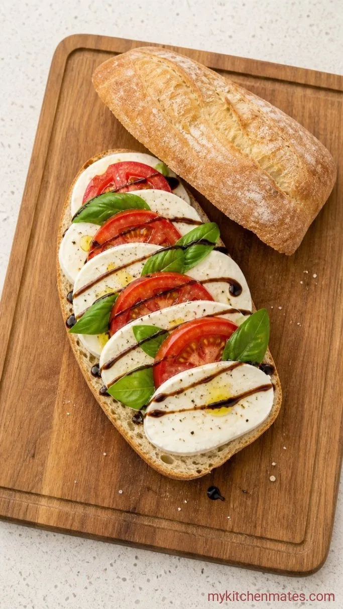 5-Minute Caprese Sandwich Step 2: Layer the Sandwich