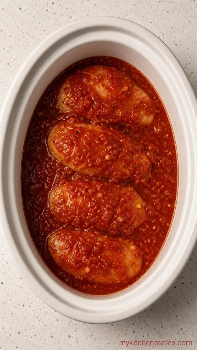 Crockpot Chicken Parmesan That Cooks While You Work Step 2: Layer the Slow Cooker