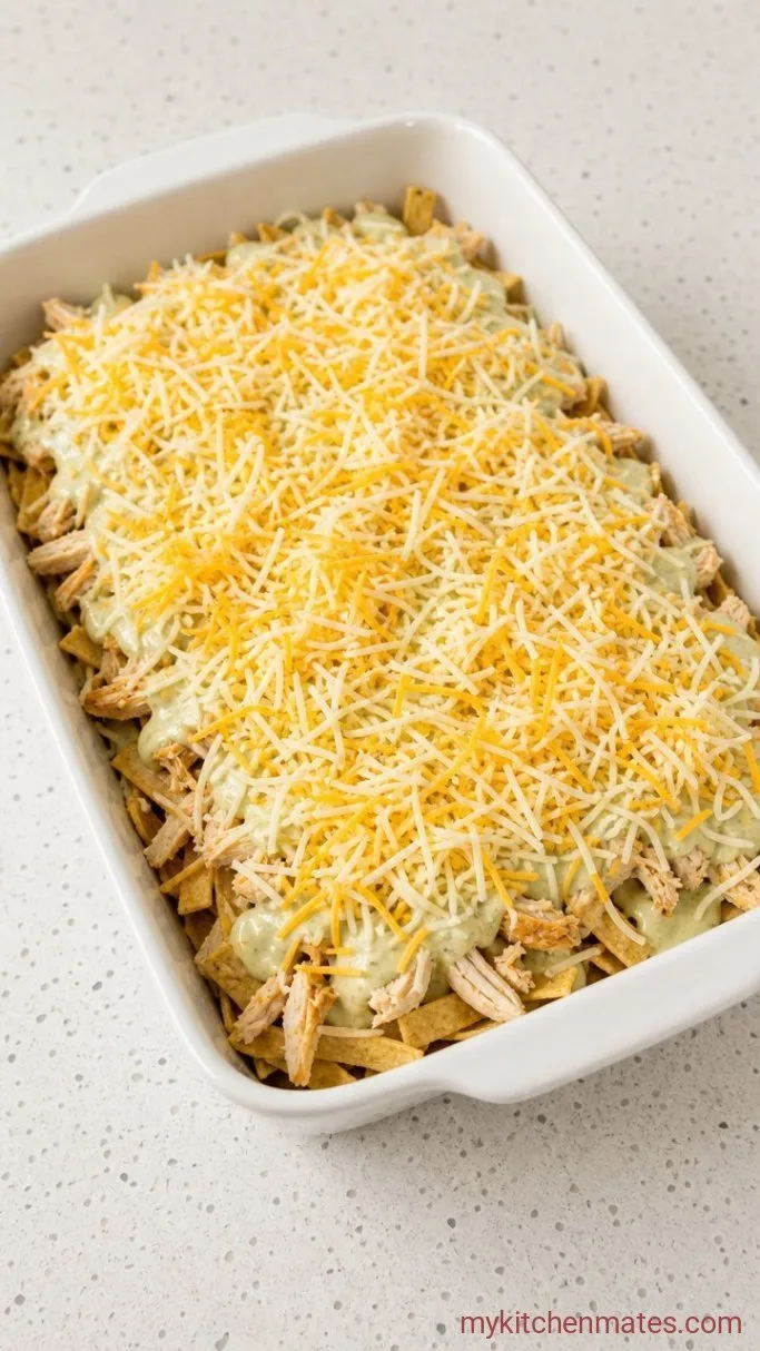 Step 2: Layer the Tortillas and Chicken