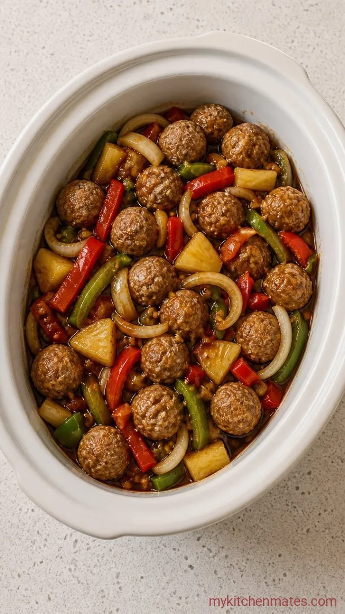 Crockpot Hawaiian Meatballs with Sweet Pineapple Sauce Step 2: Load the Crockpot