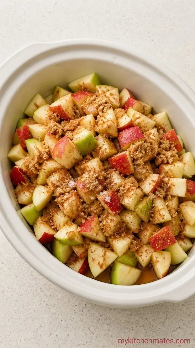 Slow Cooker Apple Butter (Just Apples, Spices, and Time) Step 2: Load the Slow Cooker