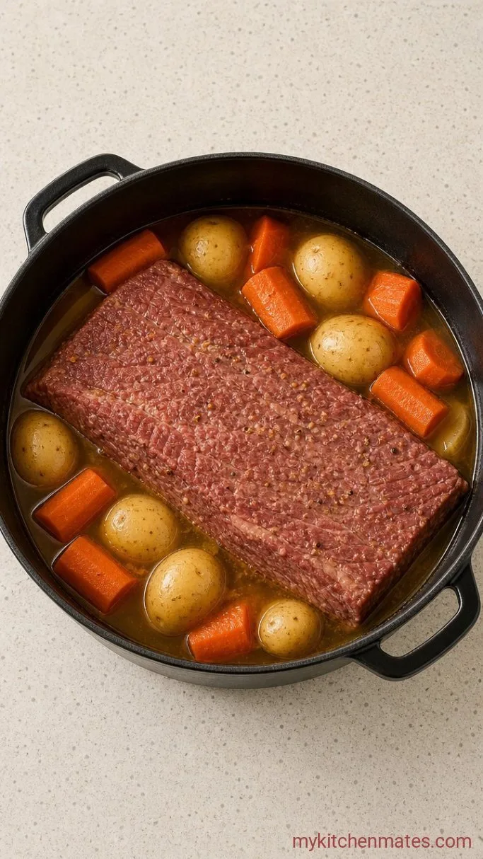 Step 2: Lower in the Potatoes and Carrots
