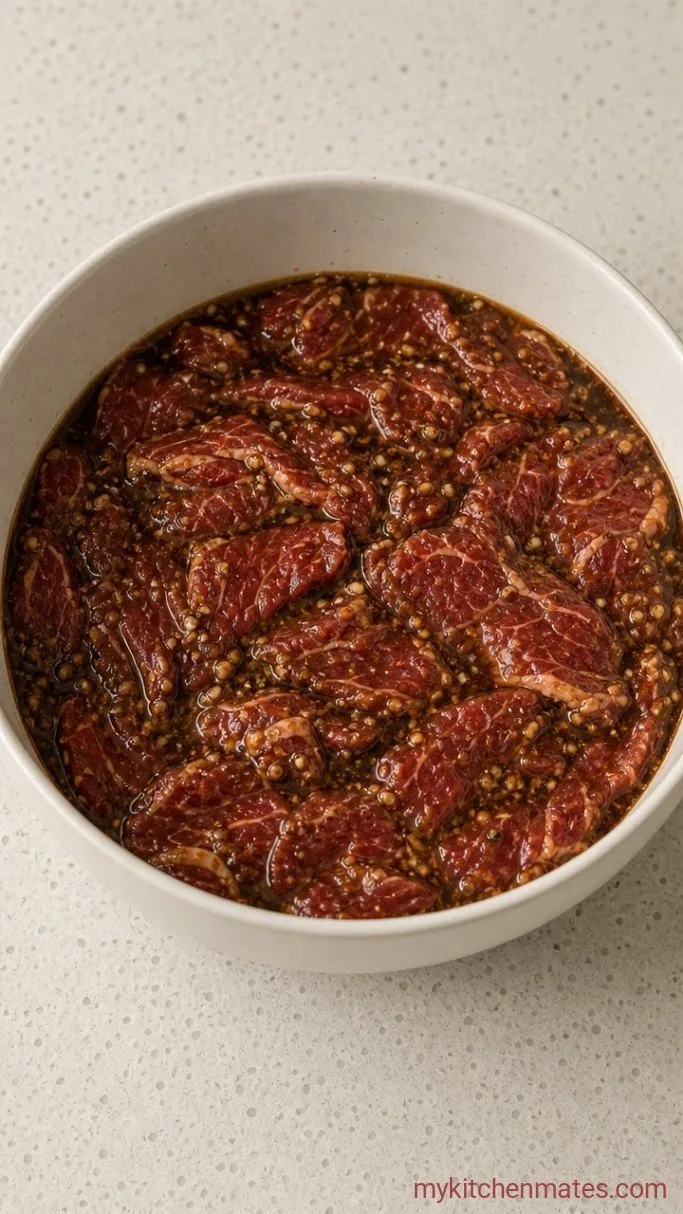 Sticky Korean BBQ Beef (Bulgogi) Step 2: Marinate the Beef