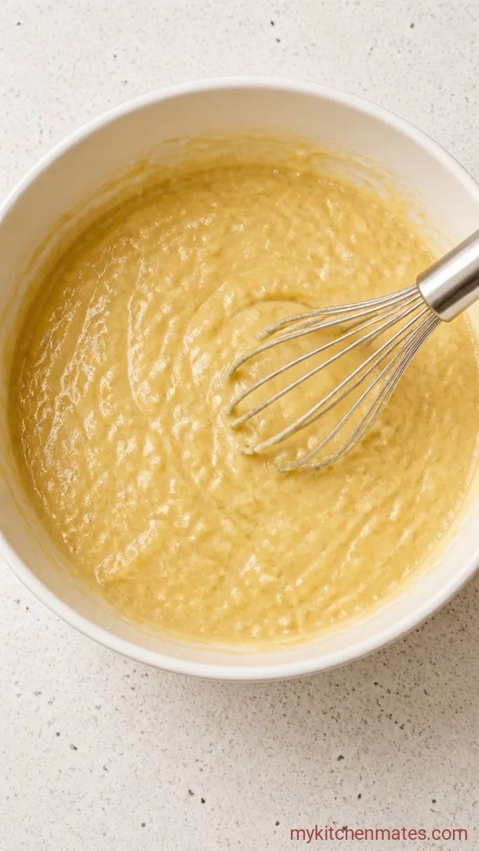 Moist Banana Bread Cake with Cinnamon Swirl Step 2: Mash the Bananas and Mix the Wet Ingredients