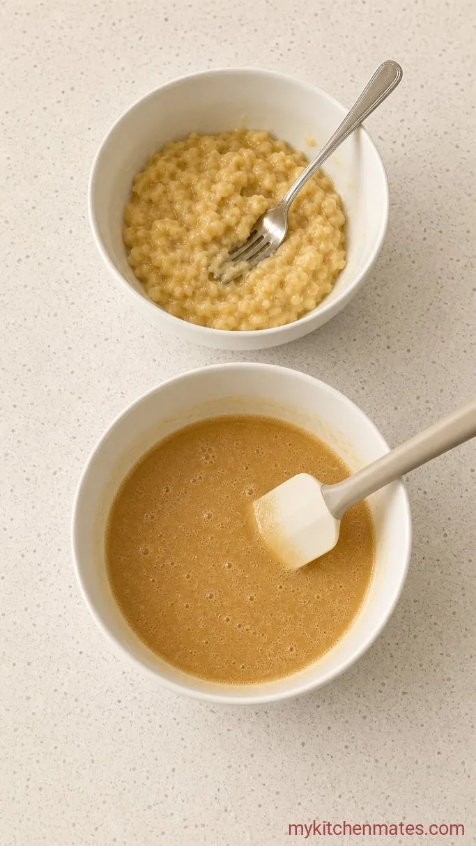 Step 2: Mash the Bananas and Stir the Wet Ingredients