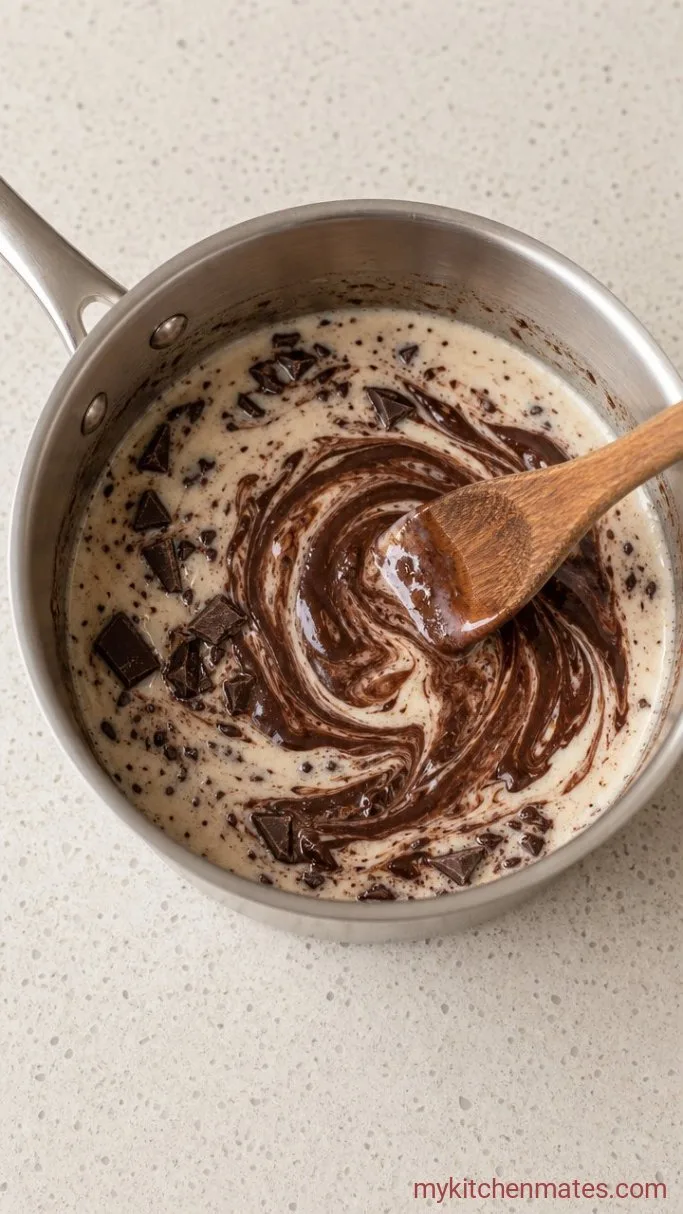 Smooth Classic Chocolate Sauce (10 Minutes) Step 2: Melt the Chocolate into the Cream