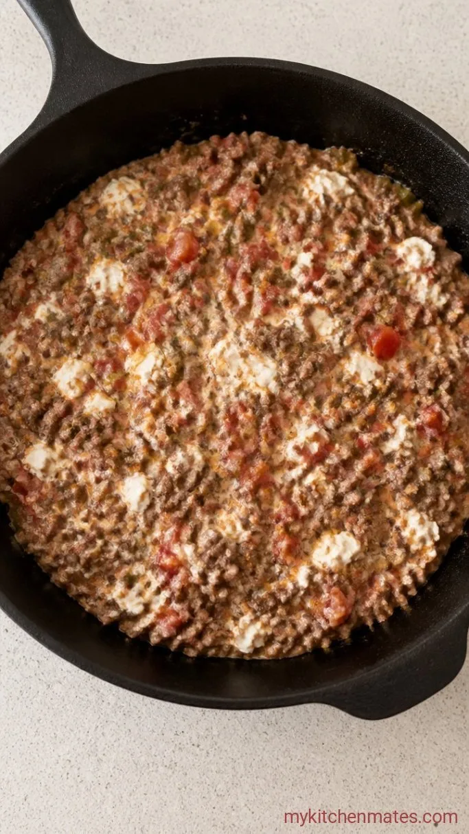 Easy Creamy Beef Nacho Dip (Ready in 15 Minutes) Step 2: Melt the Cream Cheese and Rotel