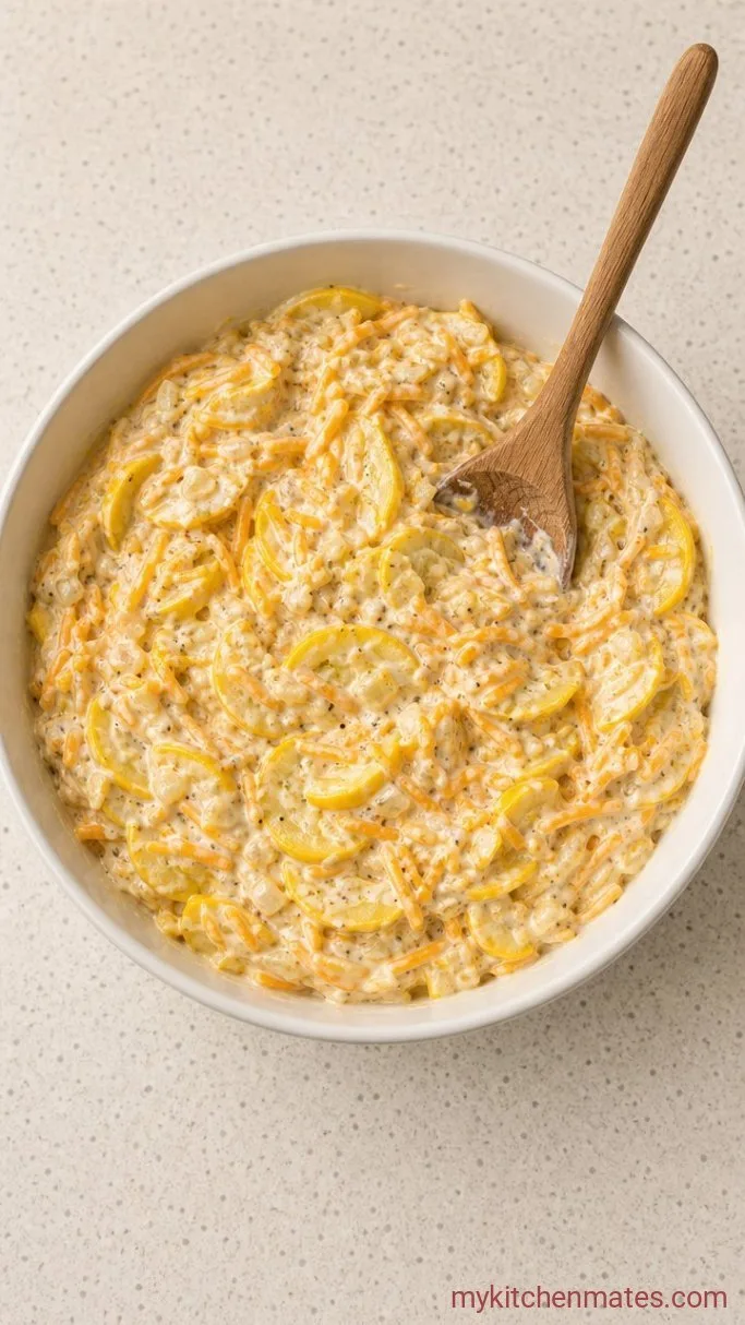 Classic Squash Casserole with Ritz Crackers Step 2: Mix the Filling