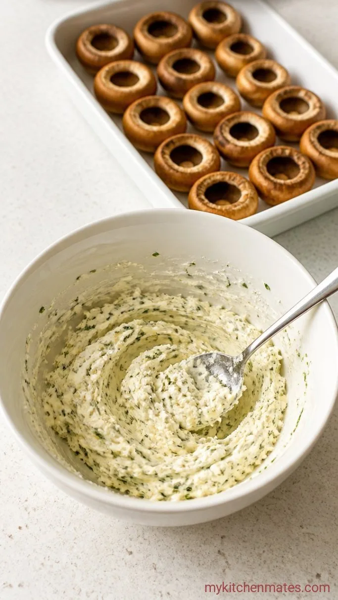 Garlicky Boursin Stuffed Mushrooms Step 2: Mix the Filling