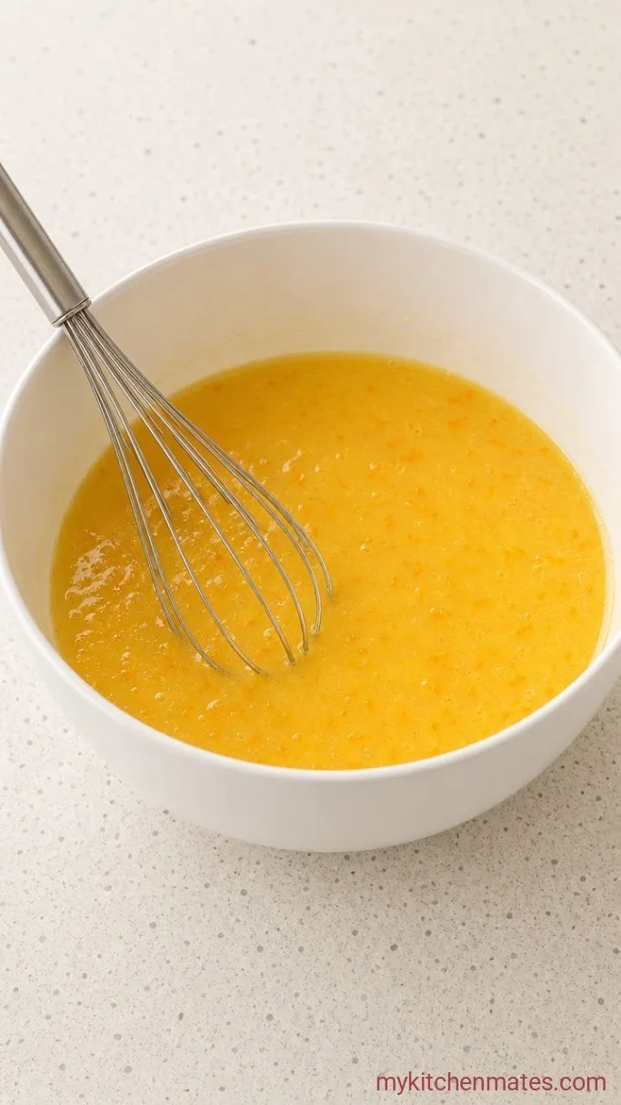 Light and Airy Orange Chiffon Cake Step 2: Mix the Liquid Base