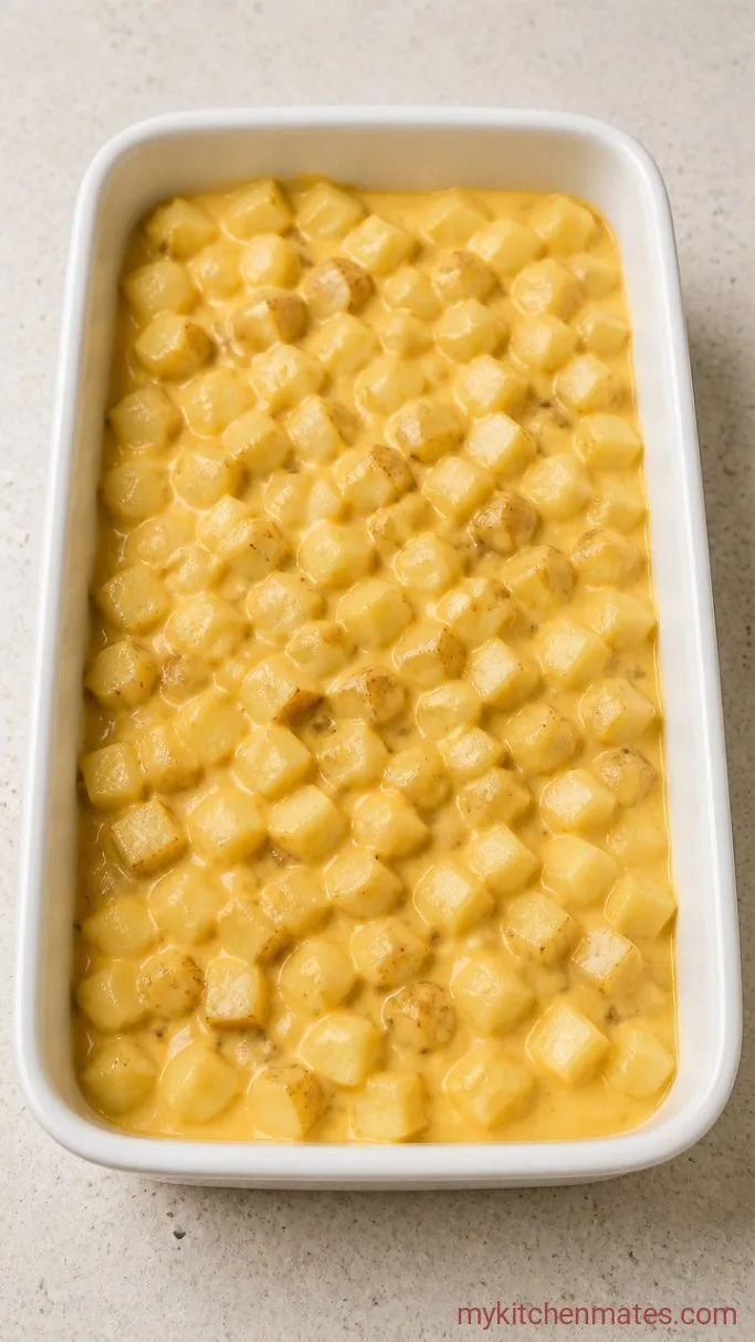 Creamy Cheesy Potato Casserole Step 2: Mix the Potatoes