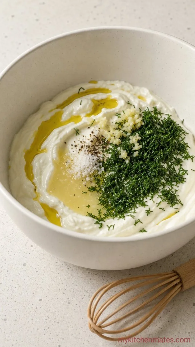 Creamy, Garlicky Classic Tzatziki Sauce Step 2: Mix the Yogurt Base