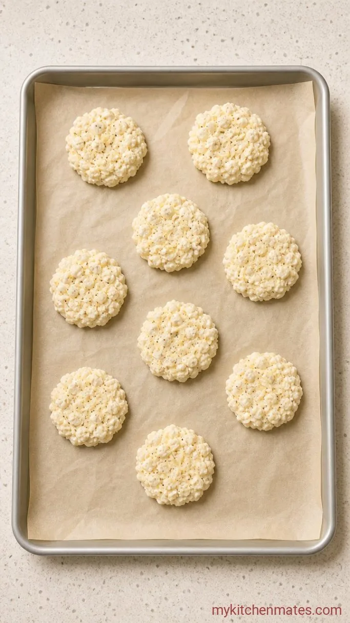 2-Ingredient Crispy Cottage Cheese Chips Step 2: Pile and Bake the Chips