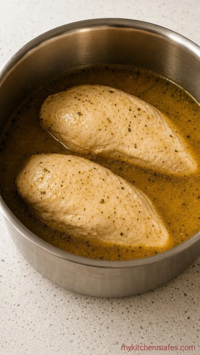 20-Minute Juicy Shredded Chicken Breast Step 2: Poach the Chicken