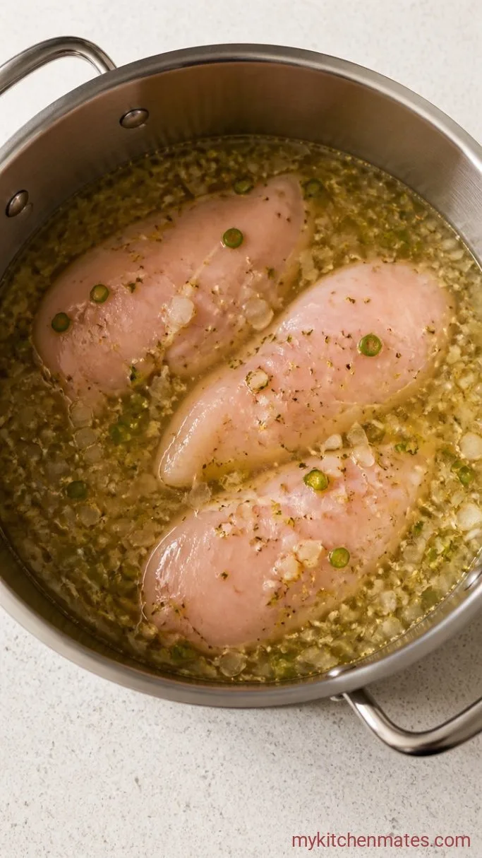 One-Pot Stovetop White Chicken Chili Step 2: Poach the Chicken