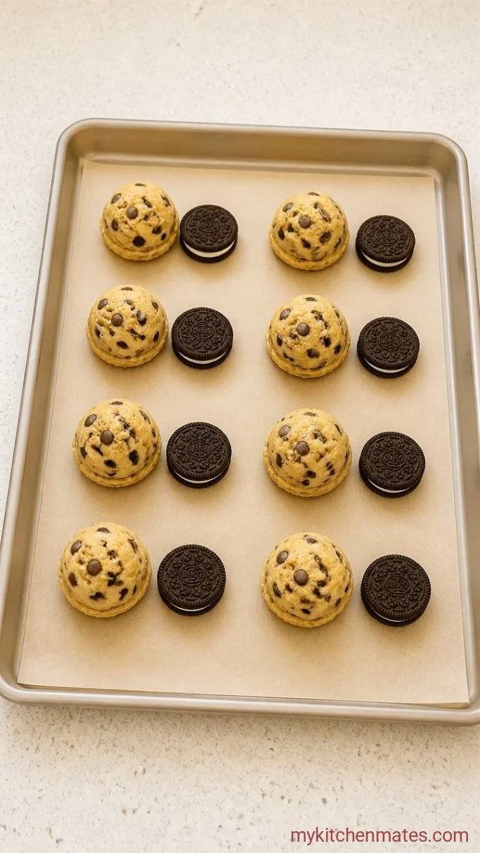 Thick and Chewy Oreo Stuffed Cookies Step 2: Portion the Dough and Oreos
