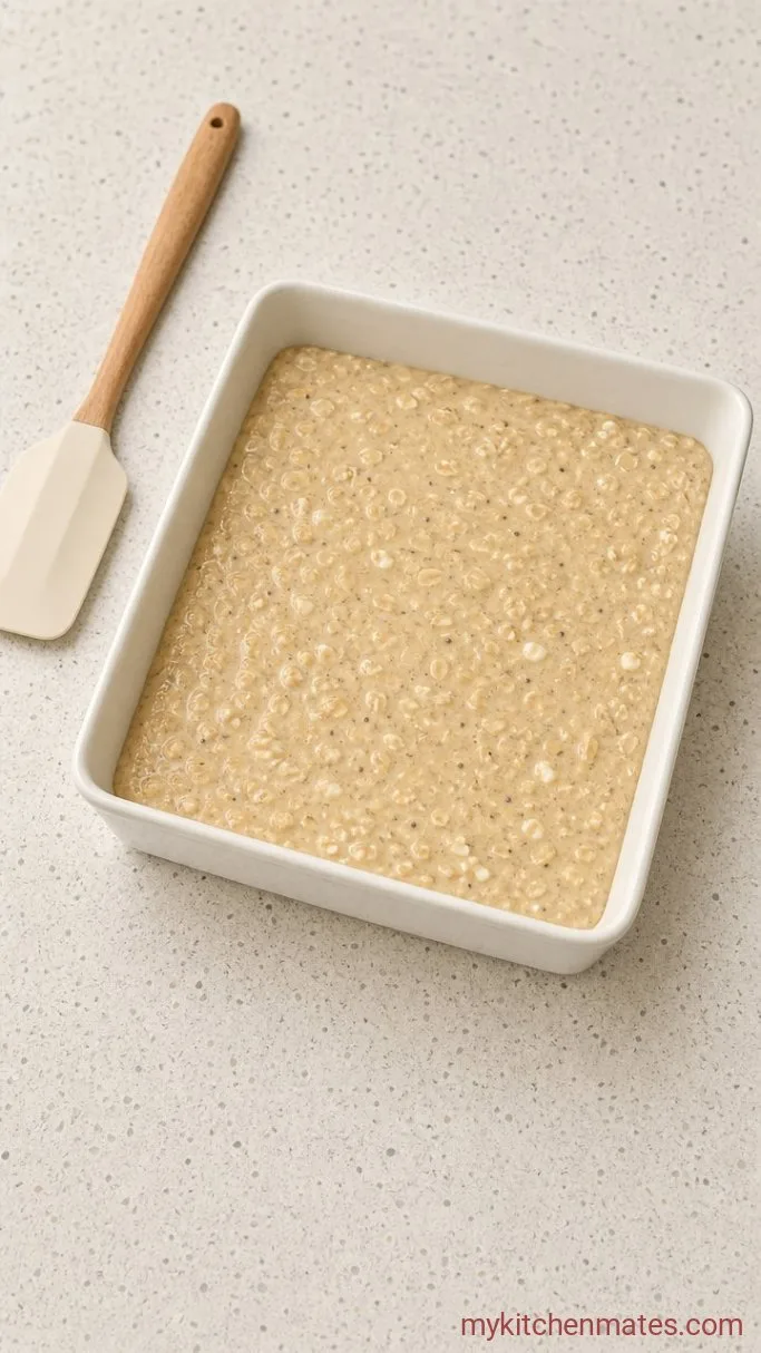 High-Protein Cottage Cheese Baked Oats Step 2: Pour and Smooth the Batter