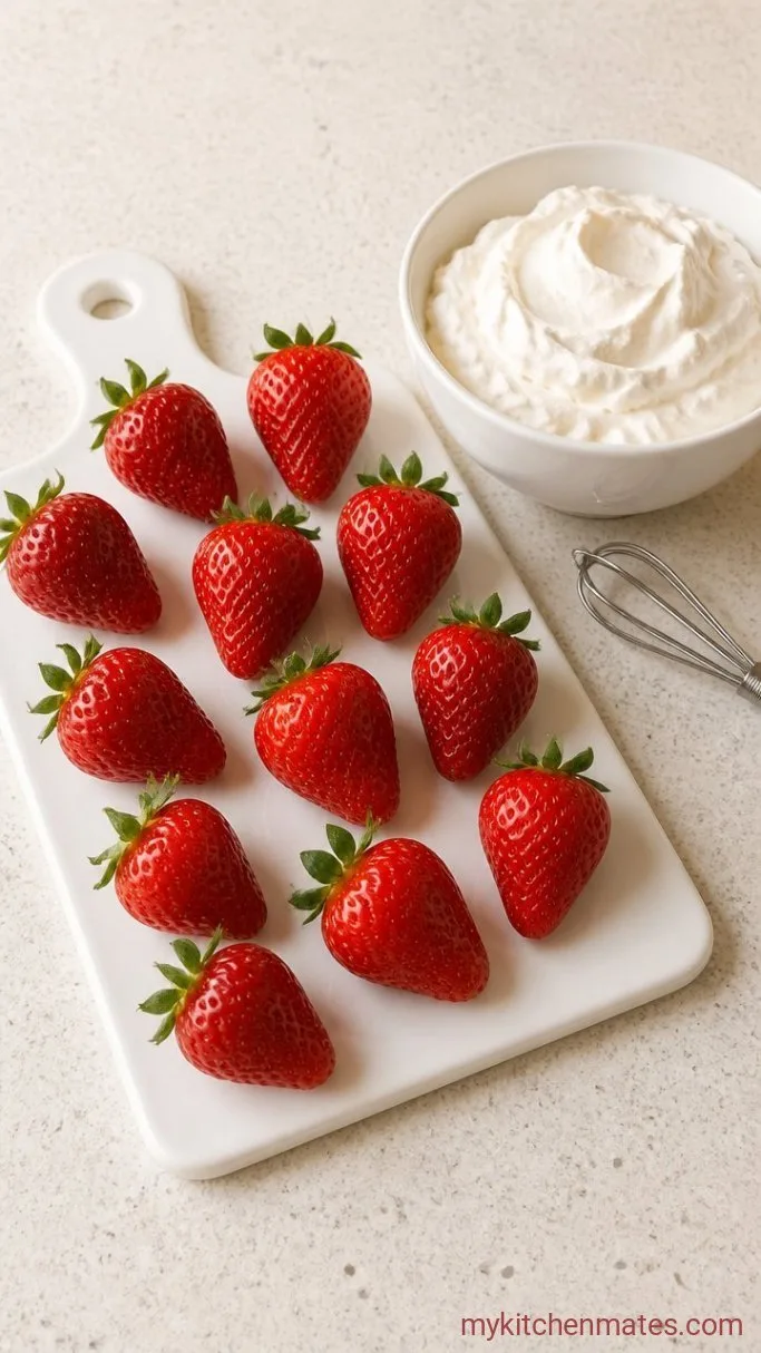 Brownie Santa Hats (A Simple Holiday Treat) Step 2: Prep the Strawberries and Whip the Cream