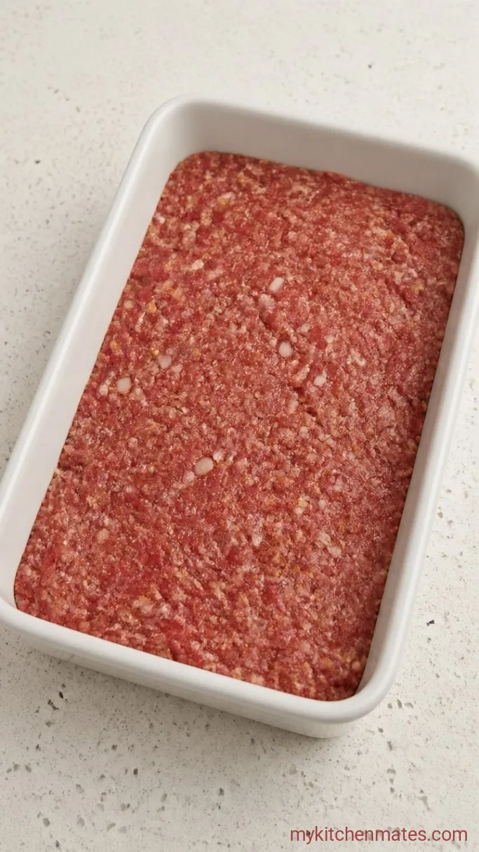 One-Pan Mac and Cheese Meatloaf Casserole Step 2: Press and Bake the Base