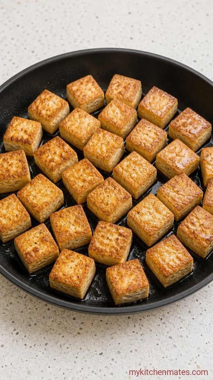 Easy No-Roll Vegan Sushi Bowl Step 2: Press and Sear the Tofu
