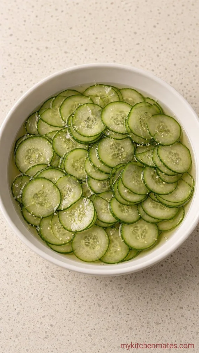 Quick Crispy Salmon Bowl Step 2: Quick-Pickle the Cucumbers