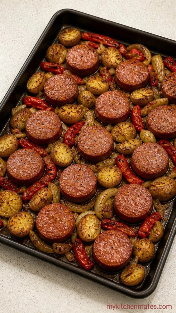 Crispy Sheet Pan Sausage and Potatoes Step 2: Roast the Pan