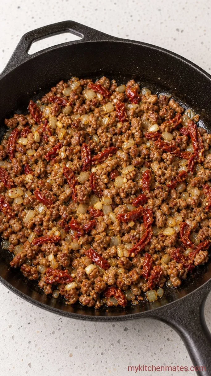 Step 2: Sauté the Aromatics and Sun-Dried Tomatoes