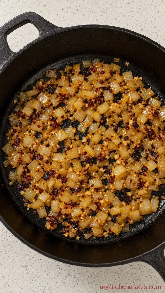 Smoky BBQ Chicken Casserole Step 2: Sauté the Aromatics