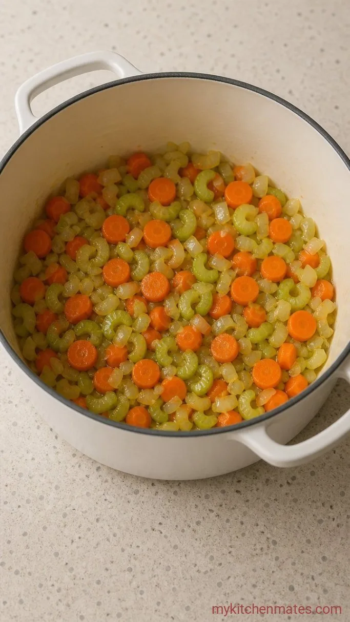 30-Minute Creamy Chicken Pot Pie Soup Step 2: Sauté the Aromatics