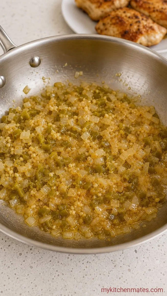 Quick 30-Minute Green Chili Chicken Step 2: Sauté the Aromatics