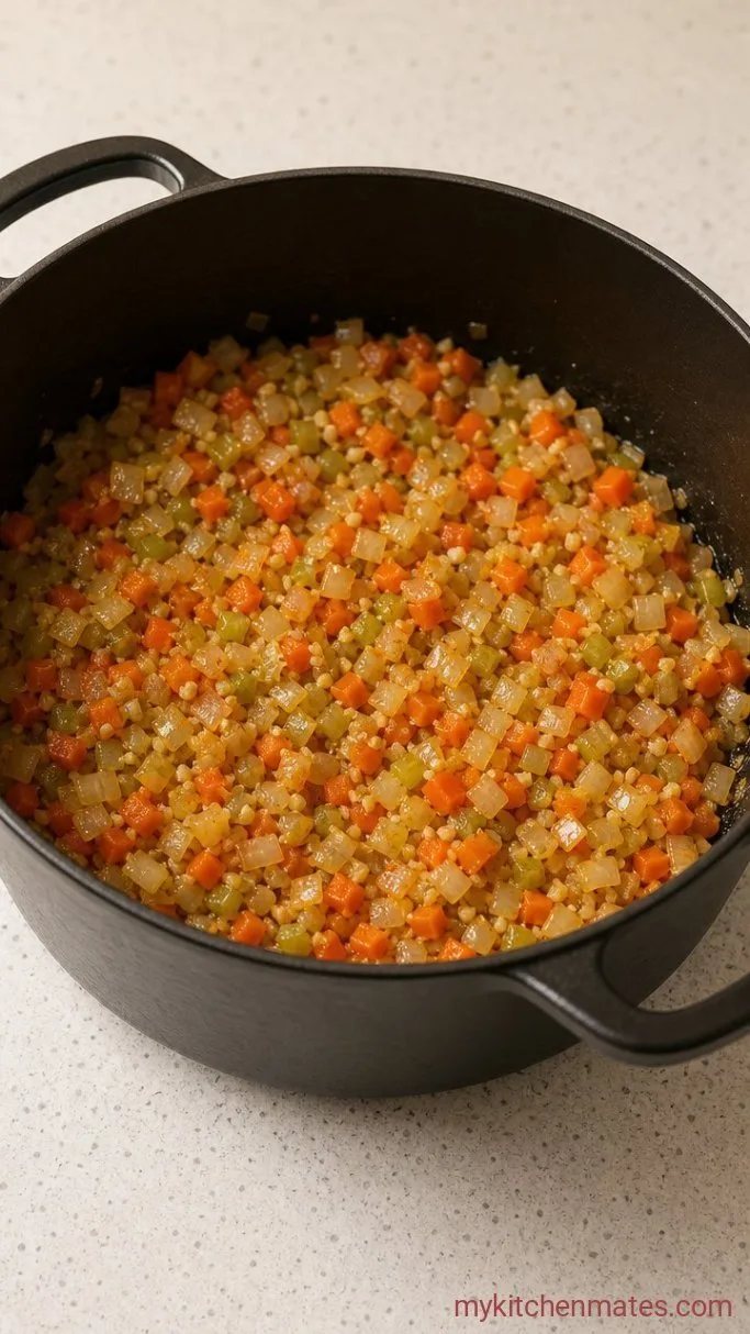 Quick One-Pot Beef and Lentil Soup Step 2: Sauté the Aromatics