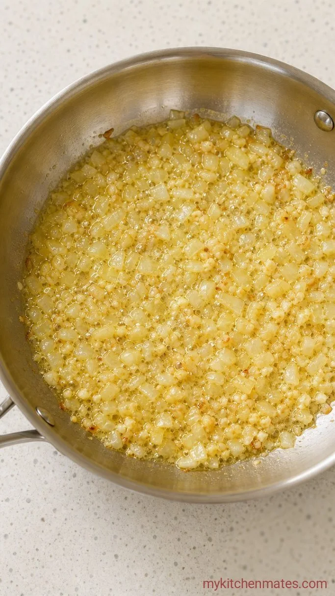 Creamy Turkey Noodle Casserole (No Canned Soup) Step 2: Sauté the Aromatics