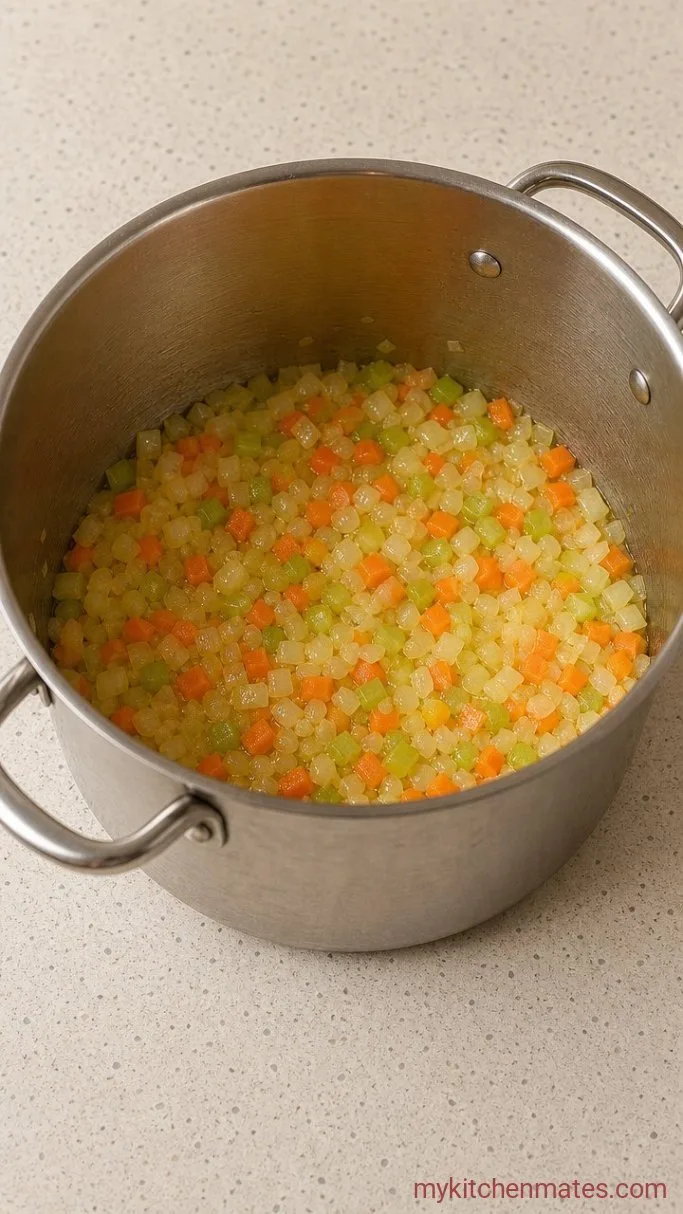 Creamy Shrimp Bisque with Sherry Step 2: Sauté the Aromatics