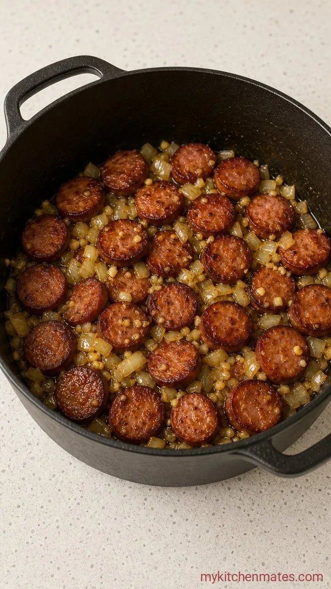 20-Minute One Pot Smoked Sausage Pasta Step 2: Sauté the Aromatics