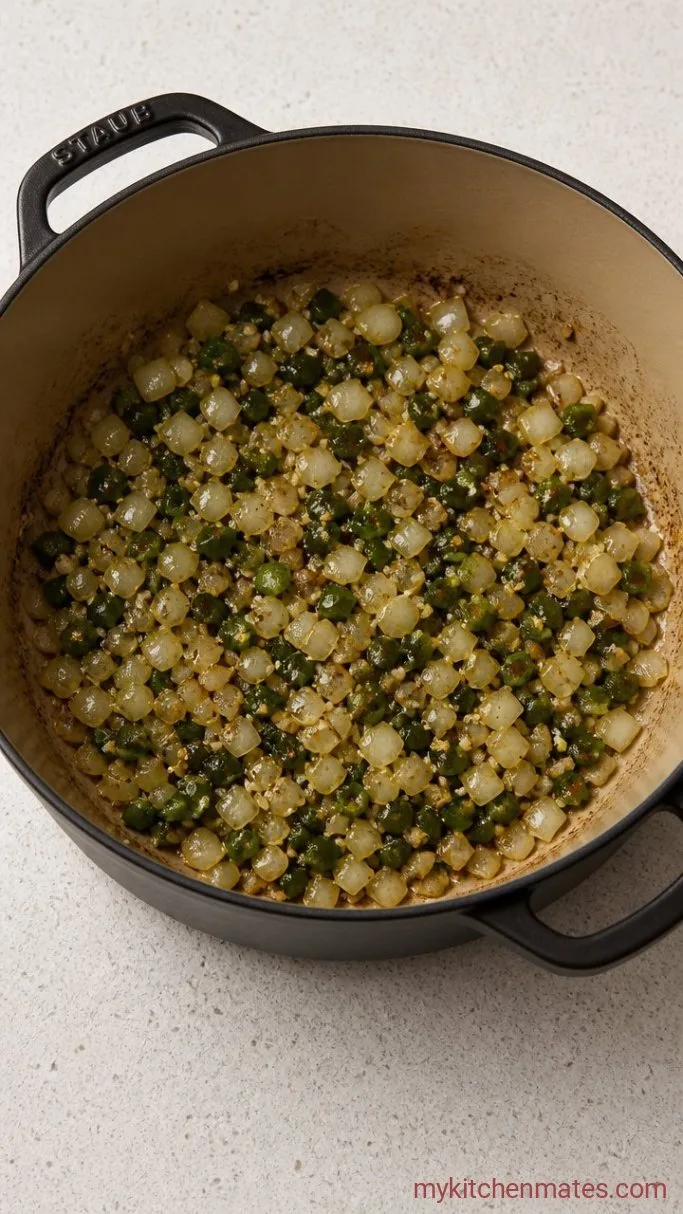 One-Pot Chicken Chili Verde Step 2: Sauté the Aromatics
