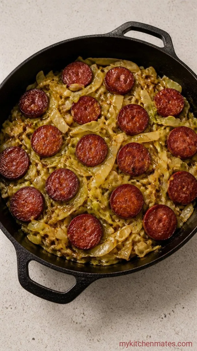 One-Pan Fried Cabbage with Sausage Step 2: Sauté the Cabbage