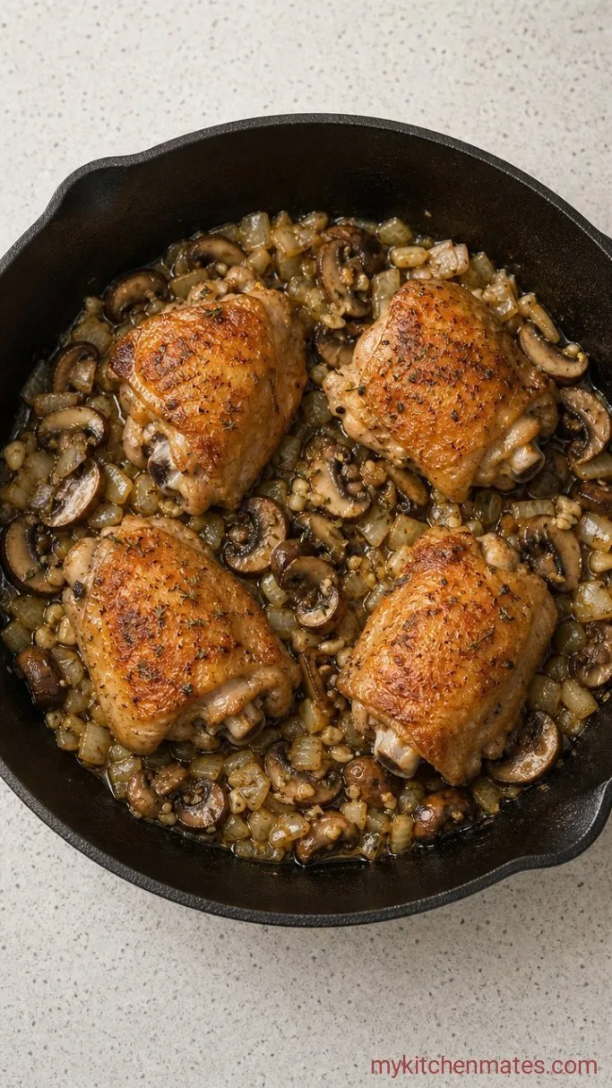 One-Pot Creamy Mushroom Chicken Thighs Step 2: Sauté the Mushrooms and Aromatics